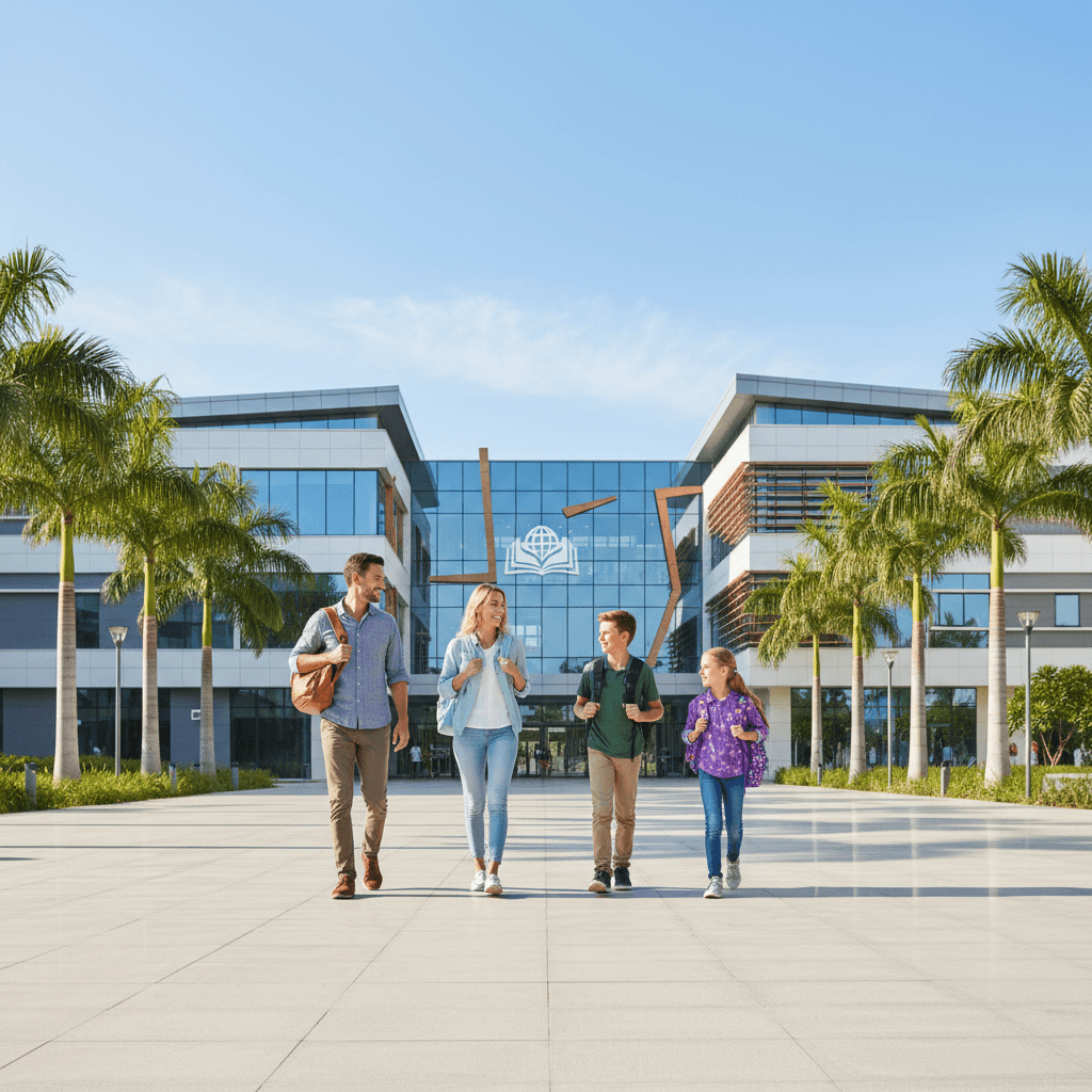 Family walking to international school in Dubai