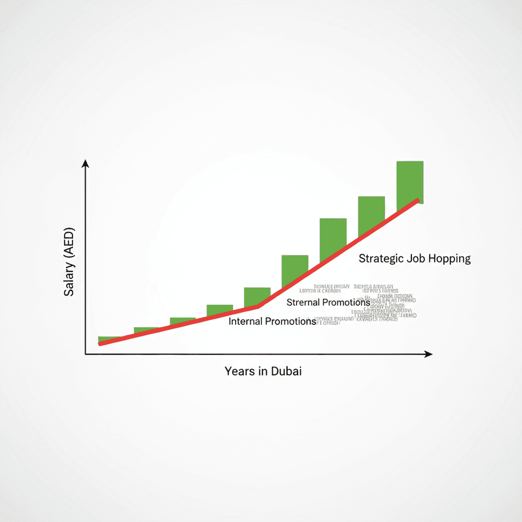 A graph showing linear salary growth versus exponential growth via job hopping